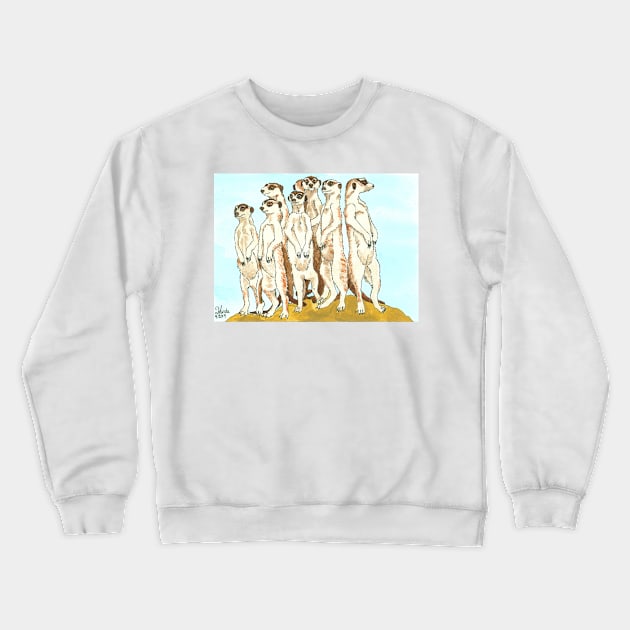 Daily Doodle 11-Meerkats Crewneck Sweatshirt by ArtbyMinda